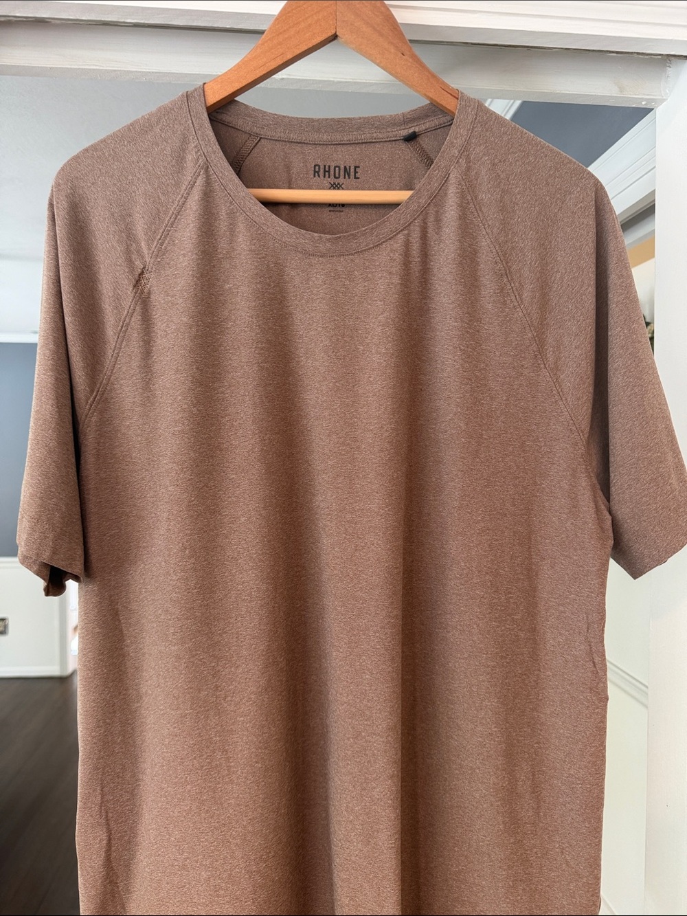 Men’s RHONE Reign Short-Sleeve Performance Crew Neck T-Shirt — Brown